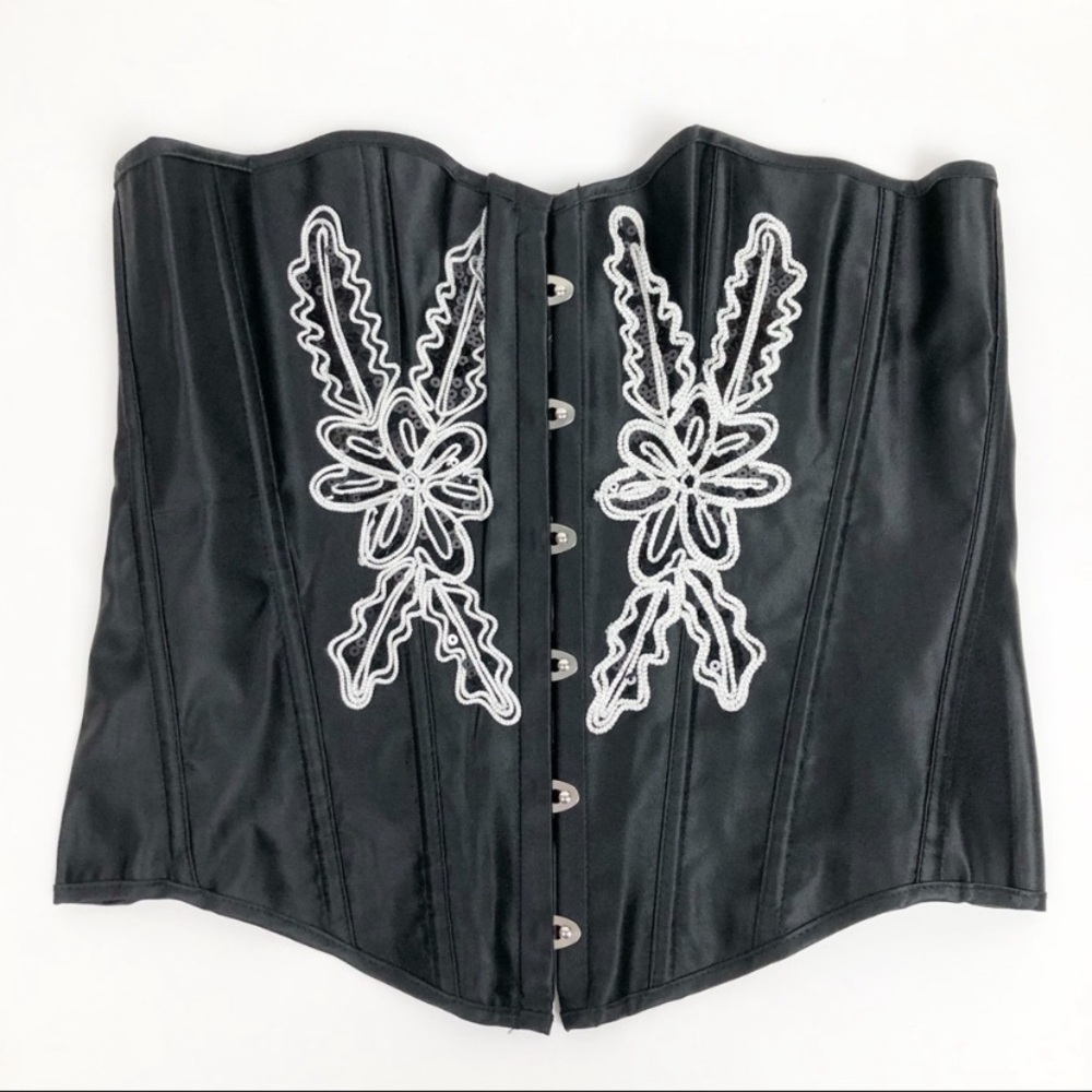 ADORE ME Black Corset Sequin & Beaded Appliqués Size XL